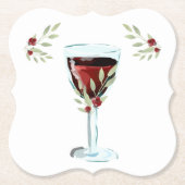 Waterverf van rode wijn Roos op zaterdag Kartonnen Onderzetters (Voorkant)