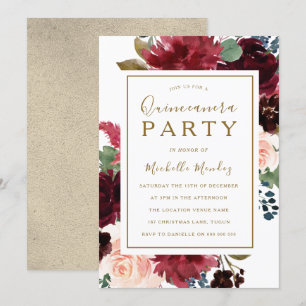Waterverf van rode wijngaarden - Quinceanera Kaart
