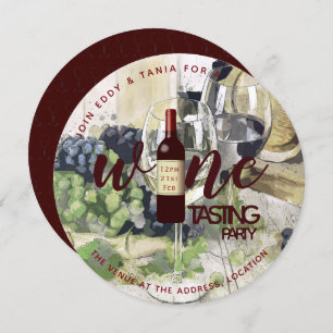 WATERVERF van ROUND Wine Tasting Party Kaart