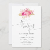 Waterverf van roze en gouden Rozen Kaart (Voorkant)