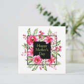 Waterverf van roze Floral Kaart (Staand voorkant)