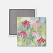 Waterverf van roze Floral Magneet (Voorkant / Achterkant)