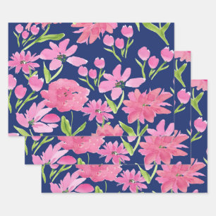 Waterverf van roze Floral op de achtergrond van de Inpakpapier Vel