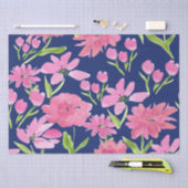 Waterverf van roze Floral op de achtergrond van de Tissuepapier (Craft)