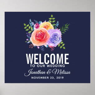 Waterverf van Rozen in kleur Floral Weddenschap We Poster