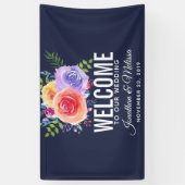 Waterverf van Rozen in kleur Floral Weddenschap We Spandoek (Verticaal)