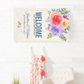 Waterverf van Rozen in kleur Floral Weddenschap We Spandoek (Insitu)