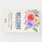 Waterverf van Rozen in kleur Floral Weddenschap We Spandoek (Horizontaal)