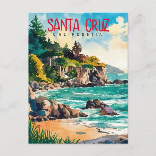 Waterverf van Santa Cruz California Briefkaart (Voorkant)