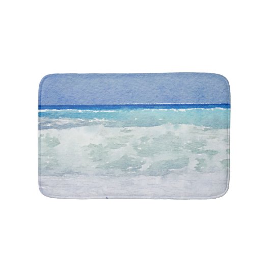 Waterverf van Seascape Blue en Aqua Badmat (Voorkant)