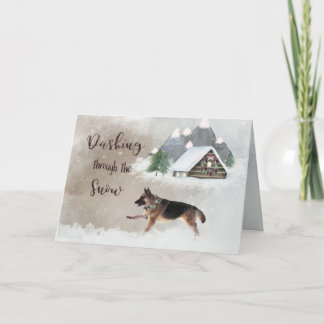 Waterverf van Shepherd Happy Holiday Scene Feestdagen Kaart