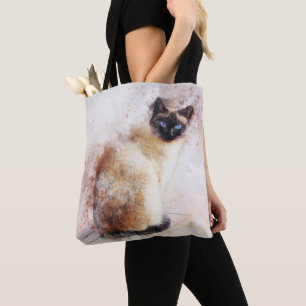 Waterverf van Siamese kat Draagtas