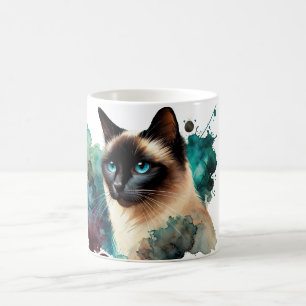 Waterverf van Siamese kat Koffiemok