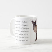 Waterverf van Siamese katten met informatie over h Koffiemok (Voorkant links)