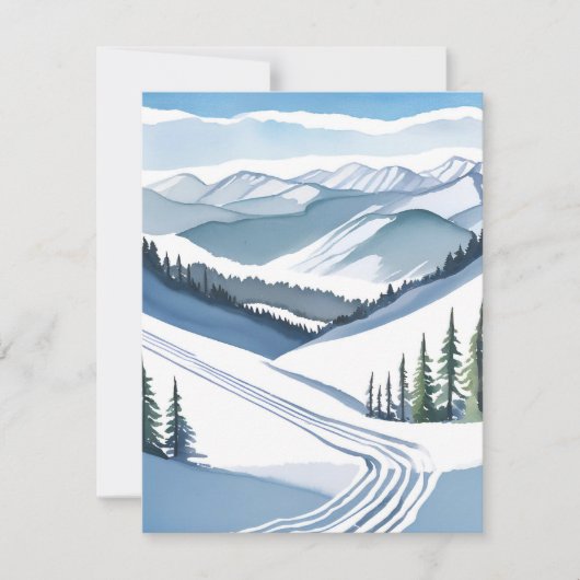 Waterverf van Skiberg Feestdagenkaart (Voorkant)