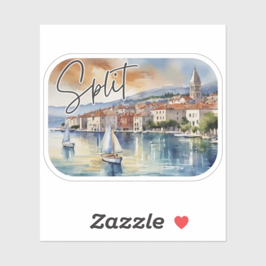 Waterverf van Split-Kroatië Sticker (Vel)