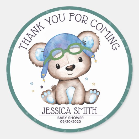 Waterverf van Teddy Bear Ronde Sticker (Voorkant)