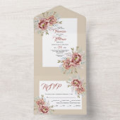 Waterverf van Terracotta bloemen beige hertrouweri All In One Uitnodiging (Binnen)