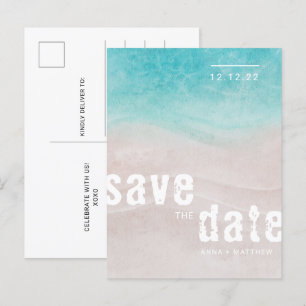 Waterverf van Tropische Beach Wedding Aankondigingskaart