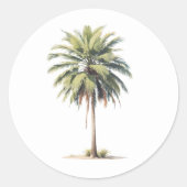 Waterverf van tropische palmbomen ronde sticker (Voorkant)