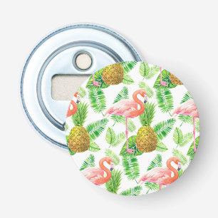 Waterverf van tropische tuinen button flesopener