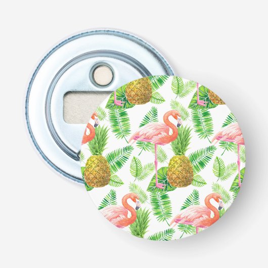 Waterverf van tropische tuinen button flesopener (Voorkant)