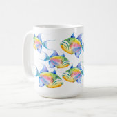 Waterverf van tropische vissen in koninginnenvis koffiemok (Voorkant links)