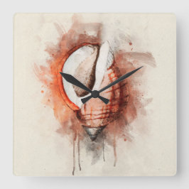 Waterverf van Tropische Zee Shell van kuststrand Vierkante Klok