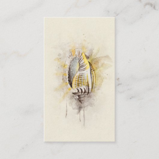 Waterverf van Tropische Zee Shell van kuststrand Visitekaartje (Voorkant)