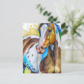 Waterverf van verf-paarden briefkaart (Staand voorkant)