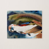 Waterverf van verf-paarden legpuzzel (Horizontaal)