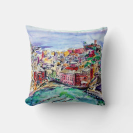 Waterverf van Vernazza Italië Art Pillow Kussen
