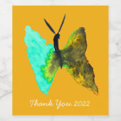 Waterverf van vlinder wijn etiket (Enkel label)