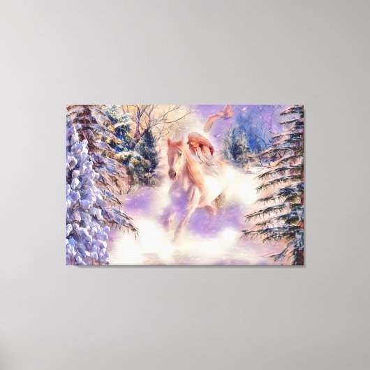 Waterverf van Vrouw met een paard Canvas Afdruk (Voorkant)