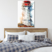 Waterverf van vuurtoren canvas afdruk (Insitu (Slaapkamer))
