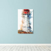 Waterverf van vuurtoren canvas afdruk (Insitu (Houten vloer))