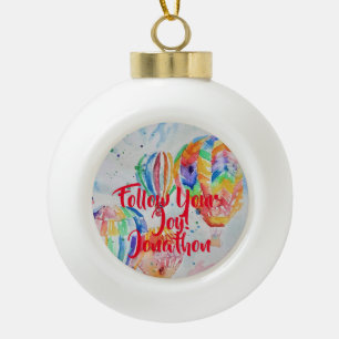 Waterverf van warme luchtballon Childs Naam Decora Keramische Bal Ornament