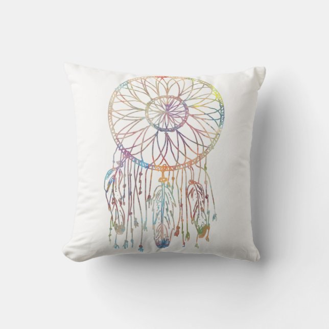 Waterverf van Whimsical Dream Catcher Kussen (Voorkant)