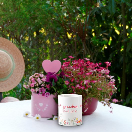 Waterverf van wilde bloemen, beste grootmoeder ooi koffiemok