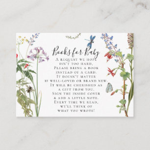 Waterverf van wilde bloemen Boeken Baby shower Informatiekaartje