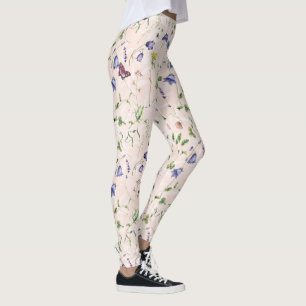 Waterverf van wilde bloemen en vlinders leggings