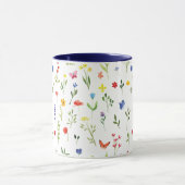 Waterverf van wilde bloemen en vlinders mok (Midden)