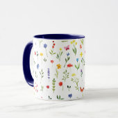 Waterverf van wilde bloemen en vlinders mok (Voorkant links)