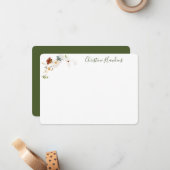 Waterverf van wilde bloemen  Floral, gepersonalise Notitiekaartje (Voorkant / Achterkant in situ)