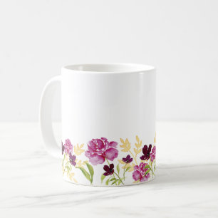 Waterverf van wilde bloemen paars koffiemok