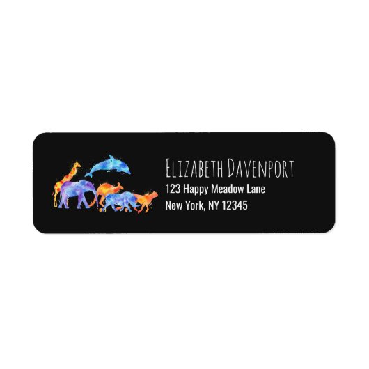 Waterverf van wilde dierenkorven etiket (Voorkant)