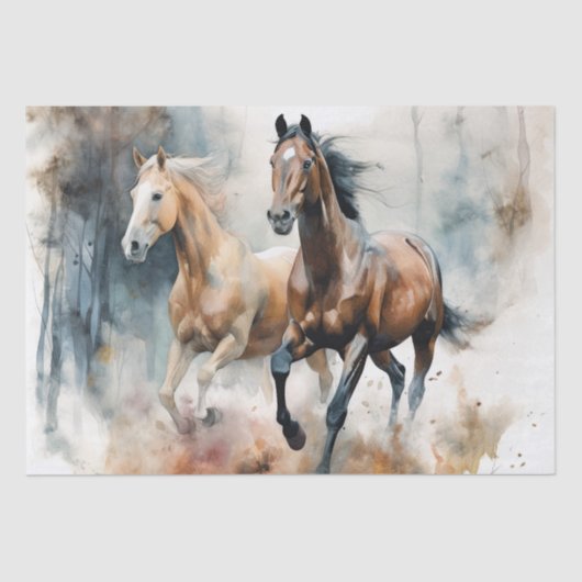 Waterverf van wilde paarden tissuepapier (Voorkant)