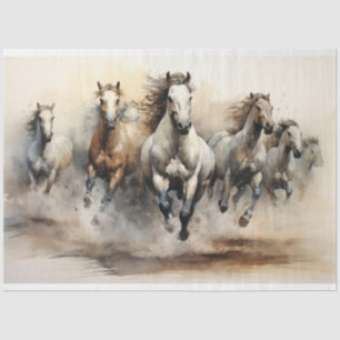 Waterverf van wilde paarden tissuepapier