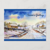 Waterverf van Wintery Lane Landscape Painting Briefkaart (Voorkant)