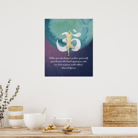 Waterverf van Yoga Instructor Meditation Pose OM S Poster (Keuken)